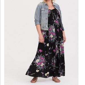 BLACK FLORAL MAXI DRESS TORRID NWOT 1X